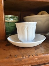 Antique White Ironstone Handleless Cup & Saucer Wheat Pattern Burgess & Goddard picture