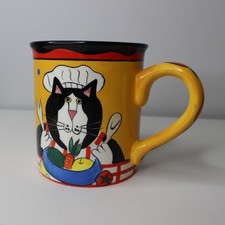 Catzilla Candace Reiter Vintage Cat Chef Hat Cooking Cup Mug Hand Painted RARE picture