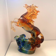 Liuli Crystal Glass Horse Statue – Feng Shui Home Office Decor collectible gift picture