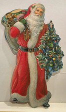 AUTHENTIC ANTIQUE VICTORIAN GERMAN FATHER CHRISTMAS DIECUT PAPER SCRAP 1890-1910 picture