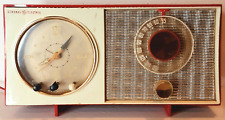 General Electric Red & White Alarm Clock Tube Radio Mid Century Modern Decor picture