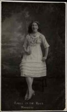 RPPC Teenage Girl Beaded White Dress