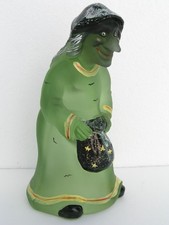 Fenton Art Glass Satin Green Halloween Witch Sparkles Bats Bag artist C. Smith picture