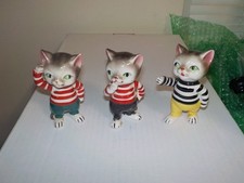 3 Vintage 1950's Kreiss Ceramic Posing Kitten Cats Set B picture