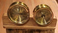 Bey Berk International Ships Clock & Barometer W/Wooden Stand picture