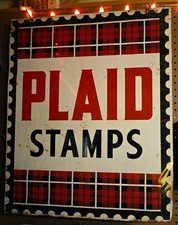 Vintage A&P Plaid Stamps Porcelain Advertising Sign Red Black Tartan Large picture