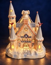 Vtg Silvestri Ceramic Lighted Snowy Castle w/ Owl/Cardinals Fairy-Tale Style picture