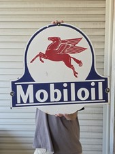 GIANT VINTAGE MOBILOIL PEGASUS PORCELAIN GAS STATION SIGN 24