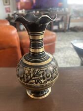 Vinage Brass Engraved Vase  picture