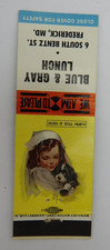 Vintage Blue & Gray Lunch Frederick MD Matchbook Cover Dog Nurse Advertising picture