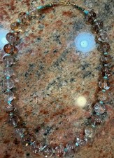 Native American Red Phantom Quartz Necklace, Turquoise Heishi, Faceted Emeralds picture