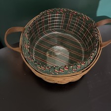 Vintage Longaberger Darning Basket w/ Leather Handles Liner Protector From 1986 picture
