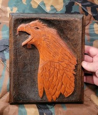 Hand Carved Vintage Wood Eagle Wall Plaque picture