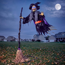 JOYIN Halloween Flying Witch Decor, Sound Activated Life-Size Halloween Decorati picture