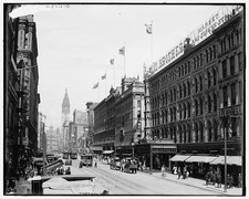 Photo:Philadelphia Pennsylvania Market St 1900s streetcars downtown flags picture