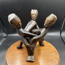 Vintage Hand-Carved Wood Sculpture- West African tribal art  picture