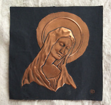Madonna - pressed copper  picture in small frame - Vintage picture