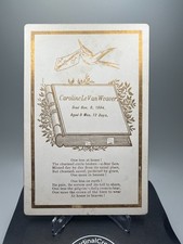 1894 Antique Funeral Memorial Cabinet Card - 8 Month Old Baby White Gold picture