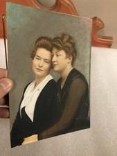 Vtg Hand Color Tinted Photo Women Mourning? Mother Dtr 5x7 Granny core portrait picture