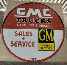 GMC Trucks Porcelain Enamel Single Sided 29