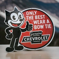 VINTAGE FELIX THE CAT CHEVROLET PORCELAIN SIGN CAMARO SILVERADO PONTIAC 36