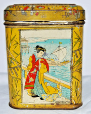 Antique French Tea Tin À La Porte Chinoise Paris 1890s Lithograph Box Le Puy picture