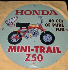 VINTAGE ORIGINAL HONDA MINI TRAIL Z50 PORCELAIN SIGN 12