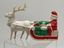 1950’s Vintage Irwin Viscaloid Celluloid CHRISTMAS Santa Sleigh Toys Reindeer VG picture