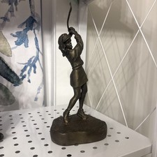 Antique Female Golfing Bronze Statue, 9 In Tall Lady golfer PGA picture