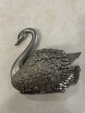Vtg Godinger Silver Plated Bird Swan Letter/Napkin Holder Figurine Italy 1984 picture