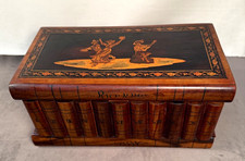 Antique Italian Sorrento Ware Olive Wood Library Book Puzzle Box. c. 1890 picture