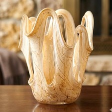 Jozefina Krosno Vase Art Glass Handkerchief Vintage Stretched Open Loop Poland picture