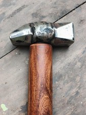 Black Iron 1 Kg Round Flat Hammer Blacksmith Wooden Handle, Collectible & Useful picture