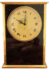 VINTAGE LECOULTRE 8 SWISS 539 BLACK & GOLD DESK MANTEL CLOCK LE COULTRE CO SWISS picture