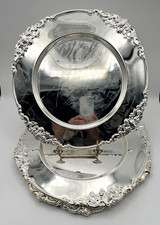 Vtg GODINGER SILVER ART Silver-Plated Ornate Baroque 12.5” Chargers Set Four picture