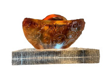 Amber Glass Chinese  Egg.   brand new in box picture