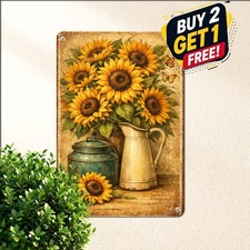 Radial Petal Burst Sunflower Mandala Starry Night Art Poster Metal Tin Sign picture