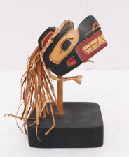Pacific Northwest Coast Native Art Small Carved Wood Bear Mask on stand Signed picture