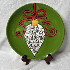 T Cabell Too Magnolia Lane Christmas Plate 11” Holly Jolly Jingle Bells Decor picture