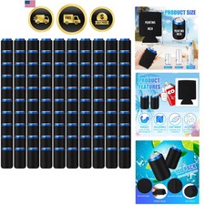 100 Pack Blank Beer Can Cooler Sleeves Bulk, Black picture