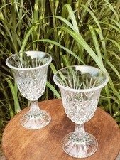 Godinger Lexington Lead Crystal Open Hurricane Vase Goblets Set of 2 7 1/2