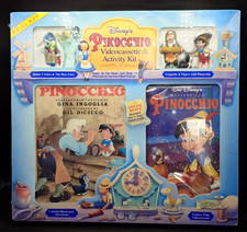 Disney Pinocchio 1993 VHS & Activity Kit Storybook Figures Theater Set Sealed  picture