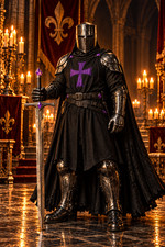 Medieval Black Templar Knight Full Body Armor Suit Wearable Steel Crusader Set picture