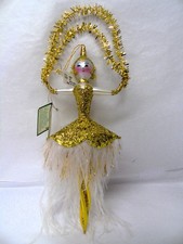 Soffieria De Carlini Italy Gold Dancing Lady Hand Blown Ornament NWT a626 picture
