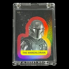 2025 Topps Star Wars Meiyo THE MANDALORIAN Chrome Sticker RED Refractor #4/5 picture