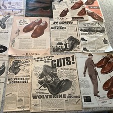 13 Men Shoe Ads 1940-1960’s Vintage Rand Wolverine Rockfords Rockport Wright picture
