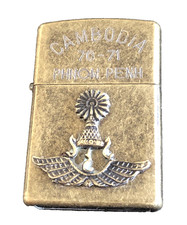 RARE Cambodia-Vietnam Zippo Lighter Original War PHNOM PENH 1970-71 picture