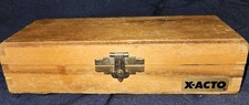 VINTAGE  X-Acto Knife Set with Blades in Original Wood BOX EXACTO BLADE WOOD BOX picture