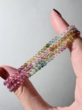 AAA+ Natural Rainbow Tourmaline Bracelet | 3.5mm | Dainty Multicolor Beads picture