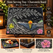 Slate Laser Engraved Hand Painted Serving Tray/Chacooterie Board picture